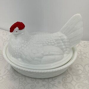 Westmoreland Milk Glass Hen On Nest Covered Dish
